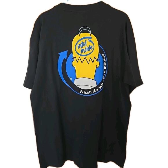 Intel Inside Simpsons Shirt Homer Vintage 90s Matt Groening Black vintage XL New